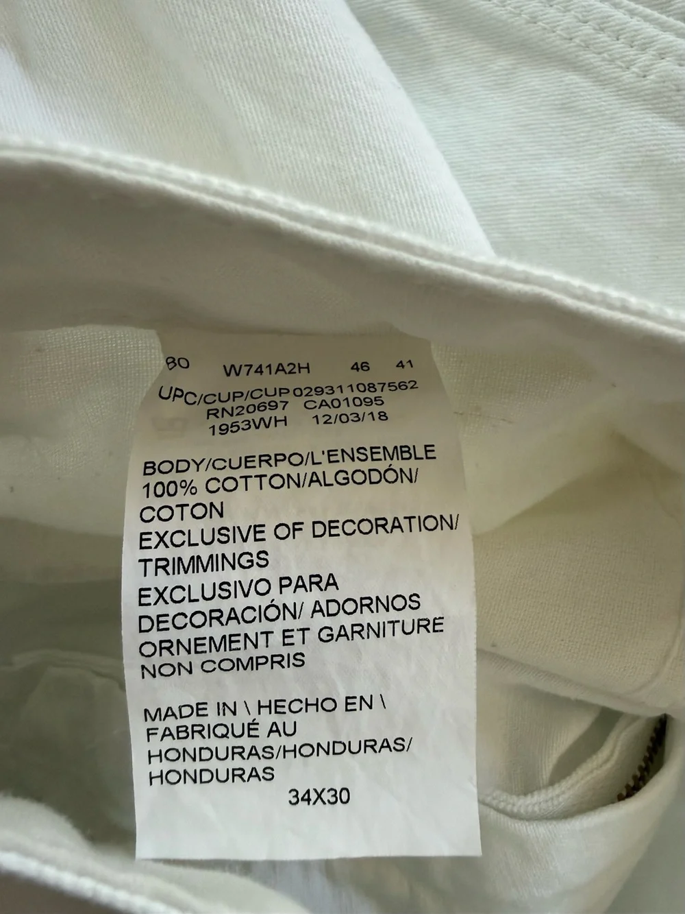 Dickies Men’s 34x30 White Carpenter Work Pants Straight Leg Utility